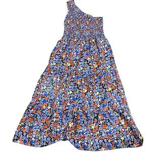 BTFBM-style Elastic Cinched One Shoulder Floral Maxi Dress Women’s